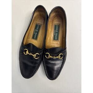 Cole Haan Men’s Black with Gold Equestrian Buckle Loafers